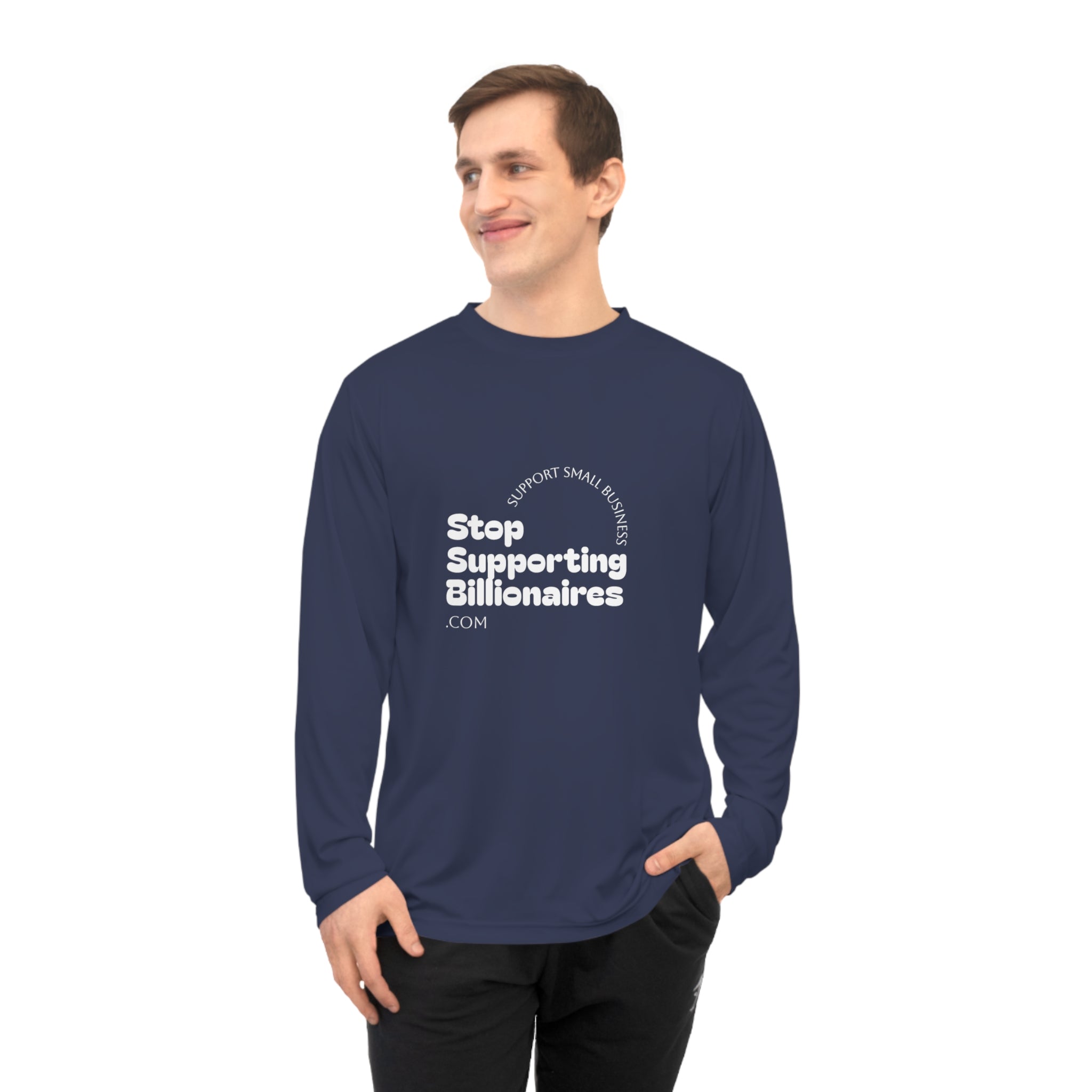 Stop Supporting Billionaires Long Sleeve Shirt — Activist Performance Top