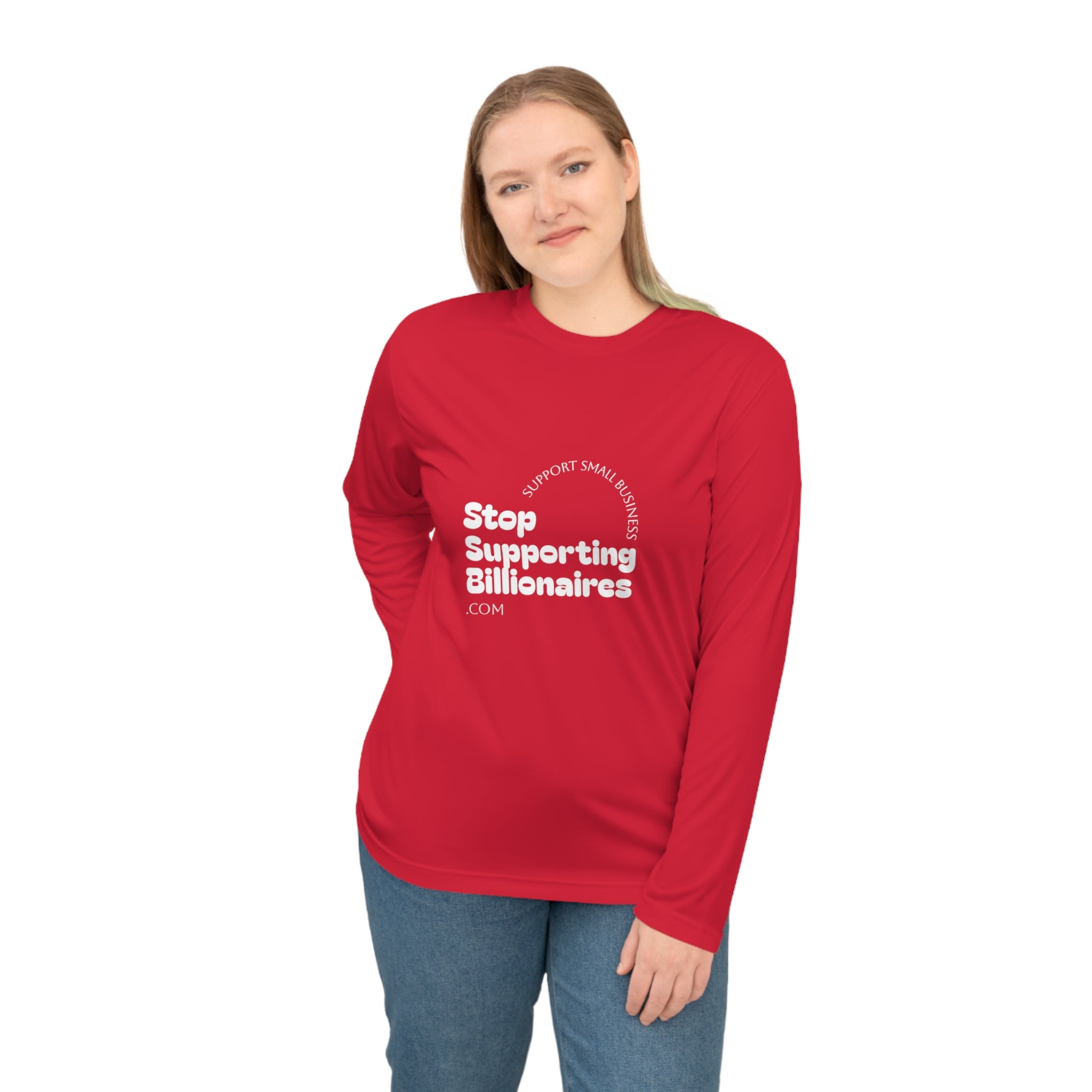 Stop Supporting Billionaires Long Sleeve Shirt — Activist Performance Top
