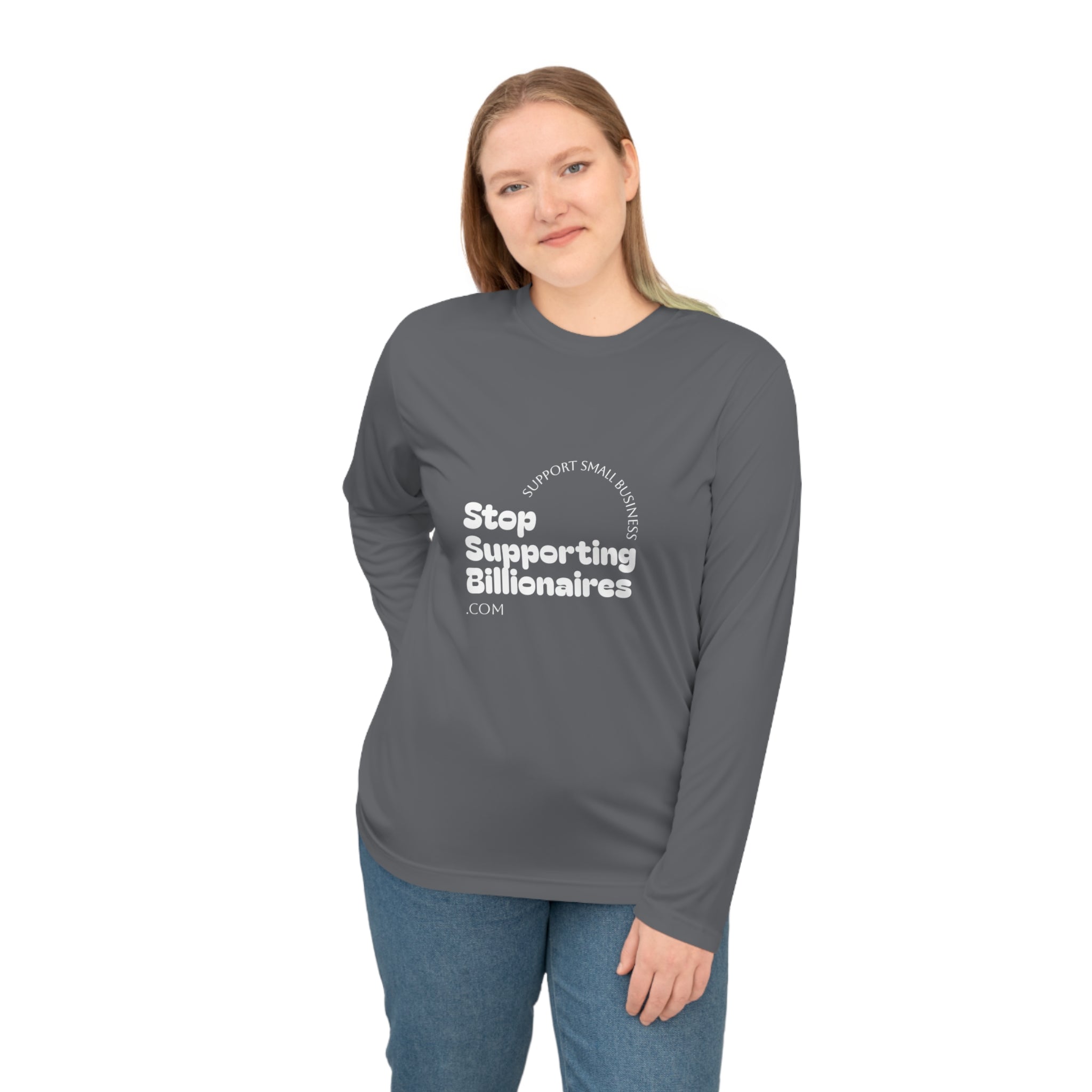 Stop Supporting Billionaires Long Sleeve Shirt — Activist Performance Top