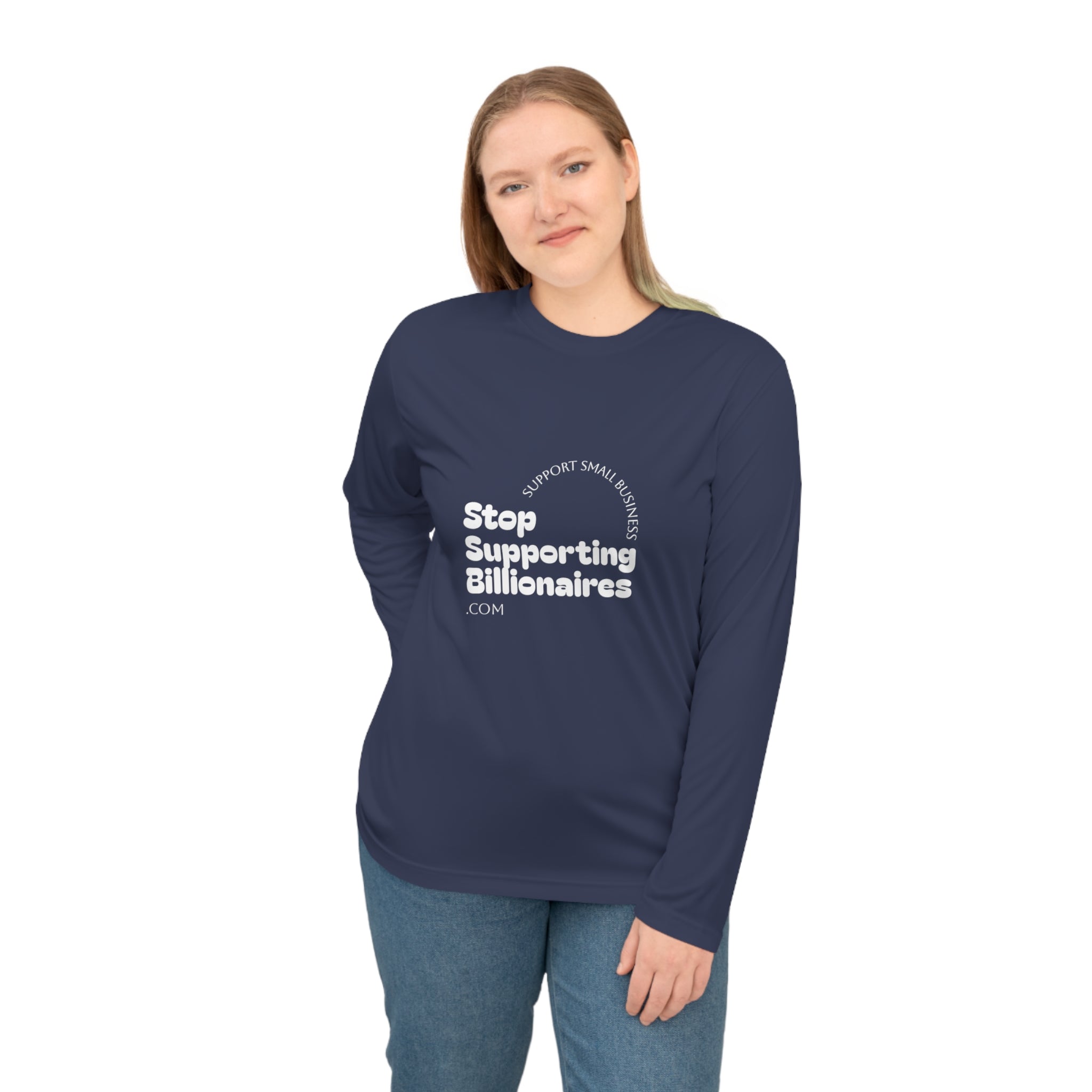 Stop Supporting Billionaires Long Sleeve Shirt — Activist Performance Top
