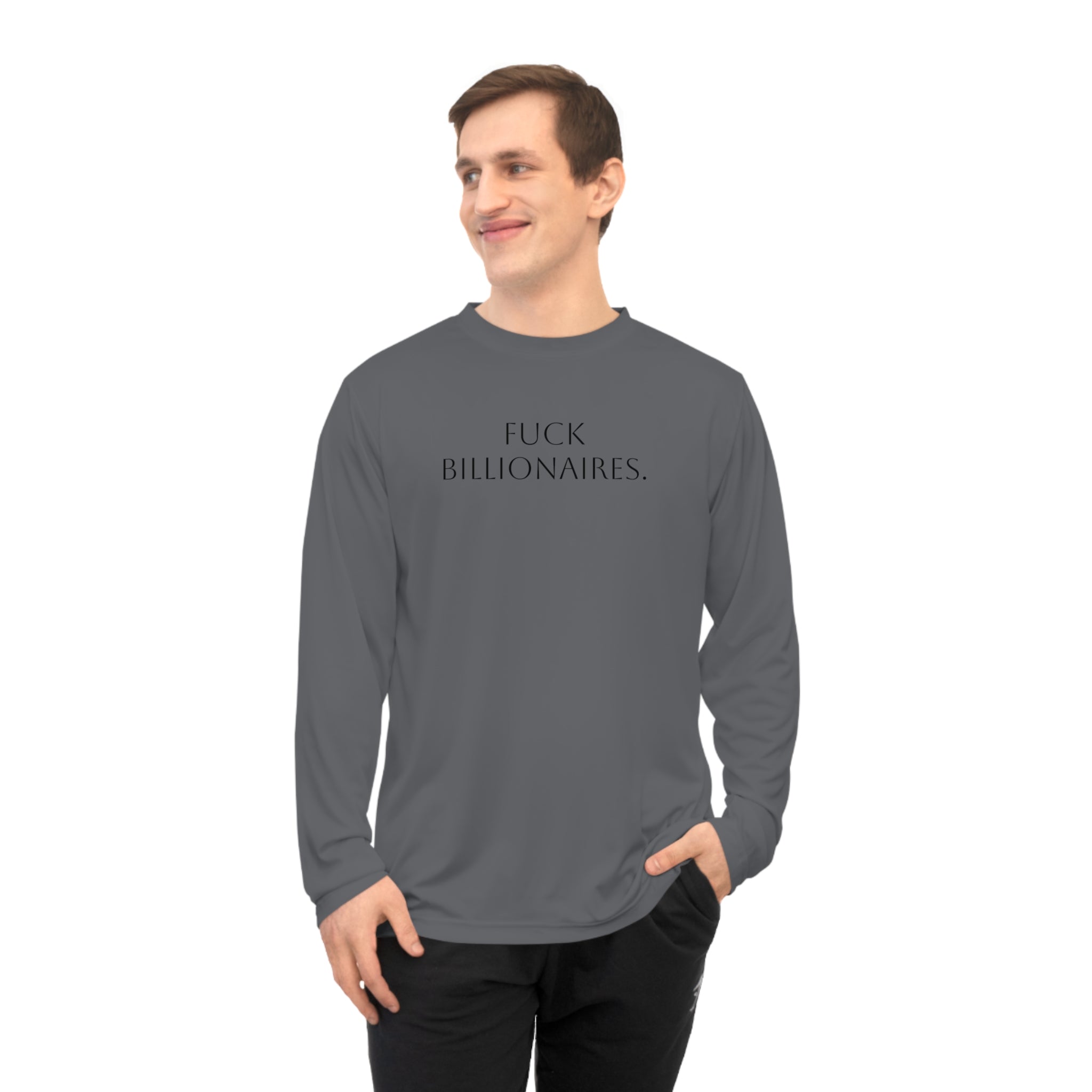 Long Sleeve Shirt — “Fuck Billionaires.” Front / “Buy Local.” Back | Multiple Colors