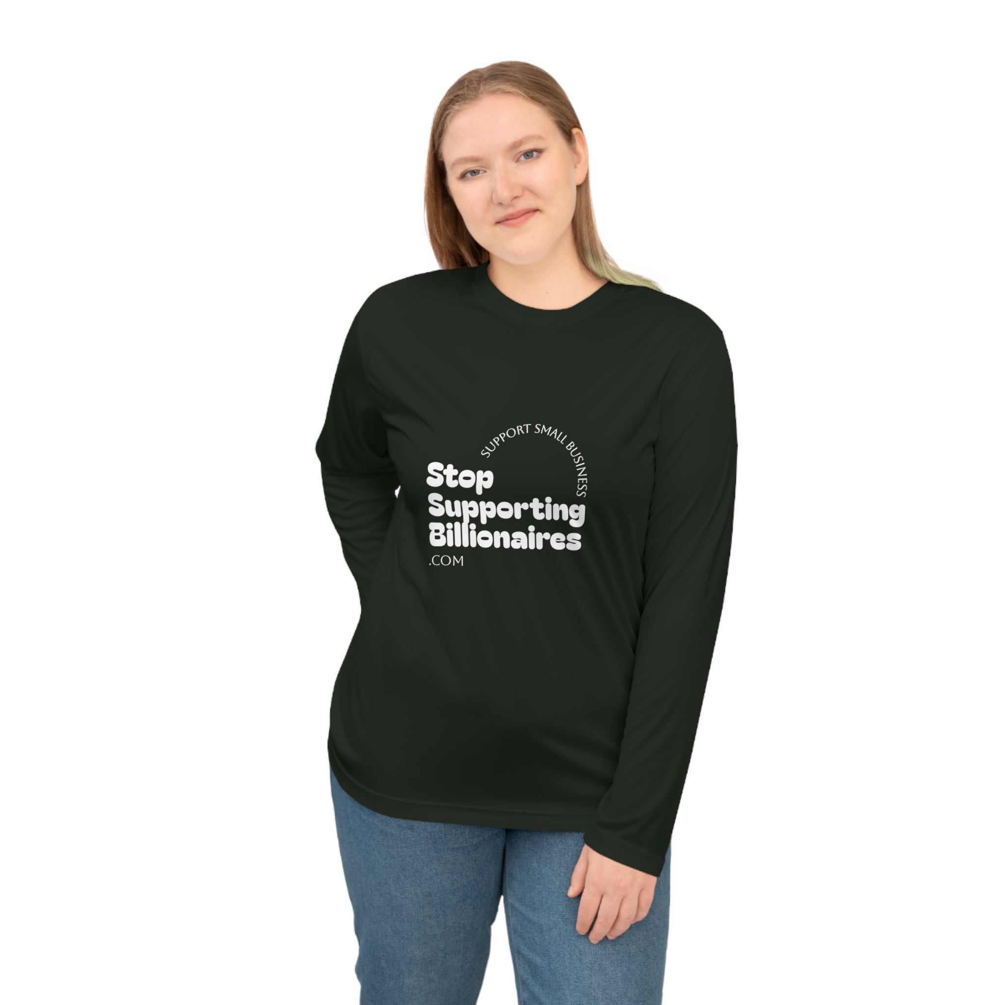 Stop Supporting Billionaires Long Sleeve Shirt — Activist Performance Top